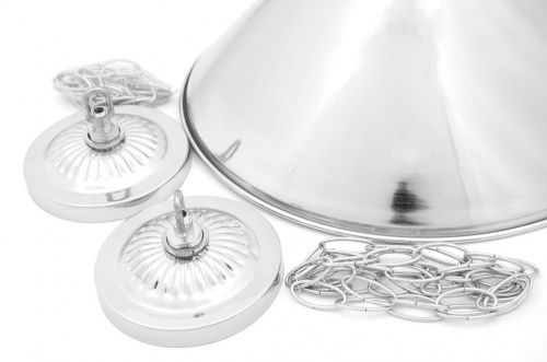 Лампа на два плафона «Elegance» (серебристая штанга, серебристый плафон D35см)